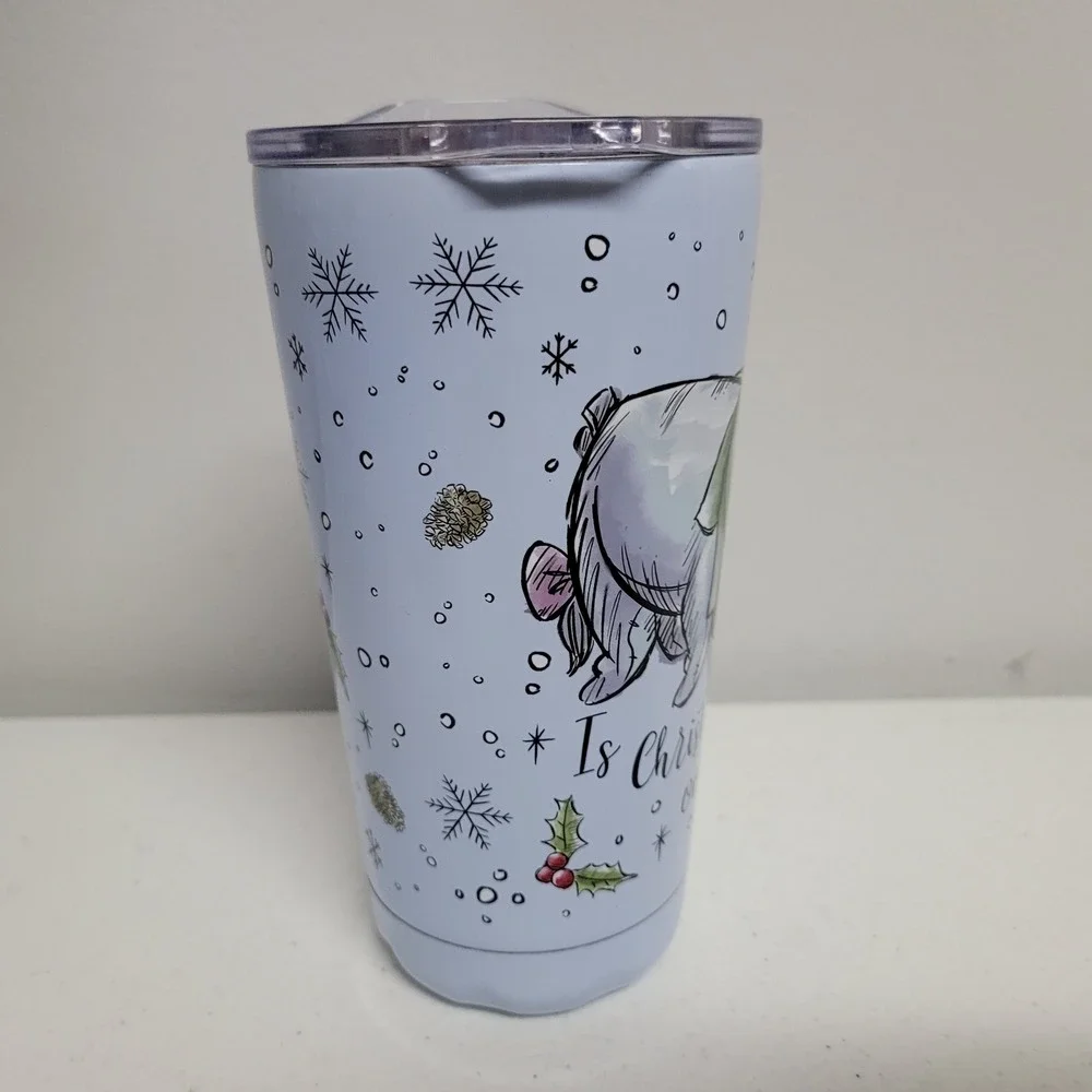 Disney Eeyore Christmas Over Yet Stainless Steel Tumbler Cup 20oz Holiday Lid